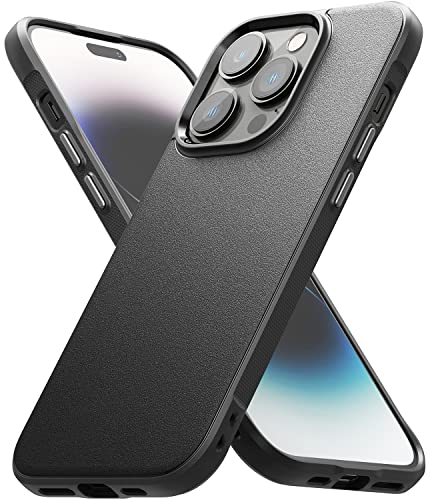 【Ringke】iPhone14ProMax ケース 6.7インチ 2022 ストラップホール付き 砂艶消しの質感 ほこりが付かない 滑り止め TPUケース 落下防止 耐衝撃 クリア カバー 柔軟 Qi 充電 アイフォン14プロマックス - Onyx (ブラック Black)