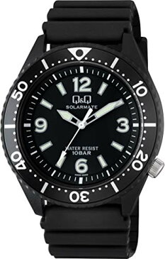 [シチズン Q&Q] 腕時計 アナログ ソーラー 防水 ウレタンベルト H064-001 メンズ ブラック