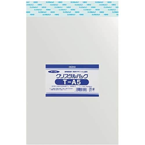 シモジマ ヘイコー 透明 OPP袋 クリスタルパック テープ付 A5 100枚 T-A5 006740910