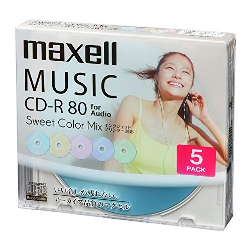 maxell 音楽用CD-R インクジェットプリンター対応「Sweet Color Mix Series」 80分 (5枚パッ CDRA80PSM..