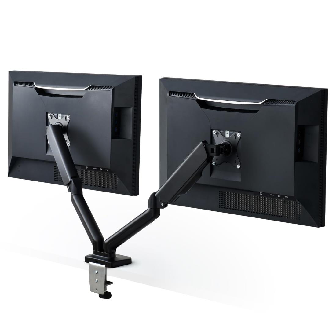 エレコム モニターアーム デュアル 2画面 17~32インチ対応 耐荷重:9kg ガス式 VESA規格対応 ブラック DPA-DS02BK