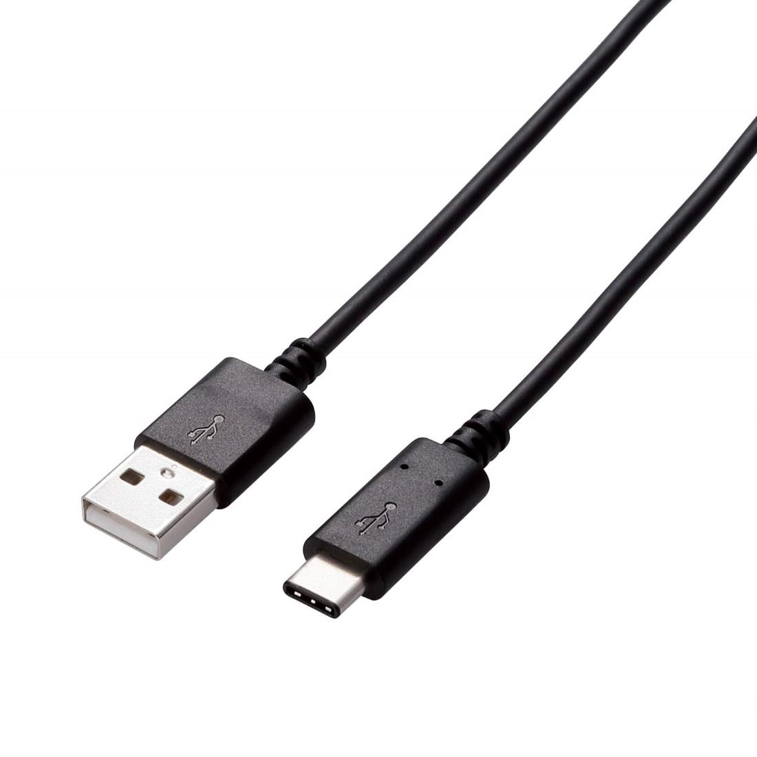 エレコム USBケーブル Type C (USB A to USB C) 1.0m USB2.0認証品 3A出力 最大480Mbps ブラック U2C-AC10NBK