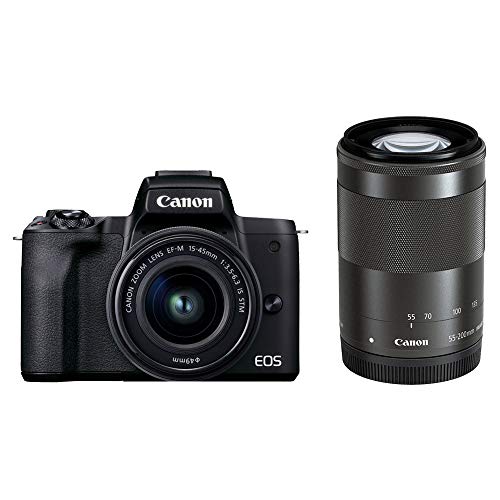 Canon ミラーレス一眼カメラ EOS Kiss M2 ダブルズームキット ブラック KISSM2BK-WZK