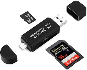 Type-C/Micro usb/USB 3in1 USB2.0  SDꥫɥ꡼ USBޥɥ꡼ OTG SD/Micro SDξб Type-C/Micro usb/USB³ ѥȡ̡¿ǽ ѥ/֥å/Windows/Macbook/Xperia/Samsung/Huawei/Androidʤɤб