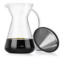 Love-KANKEI コーヒーサーバー コーヒードリッパー プレゼント スポンジブラシ付属 耐熱ガラス ステンレスフィルター 2層メッシュ フィルター不要 電...