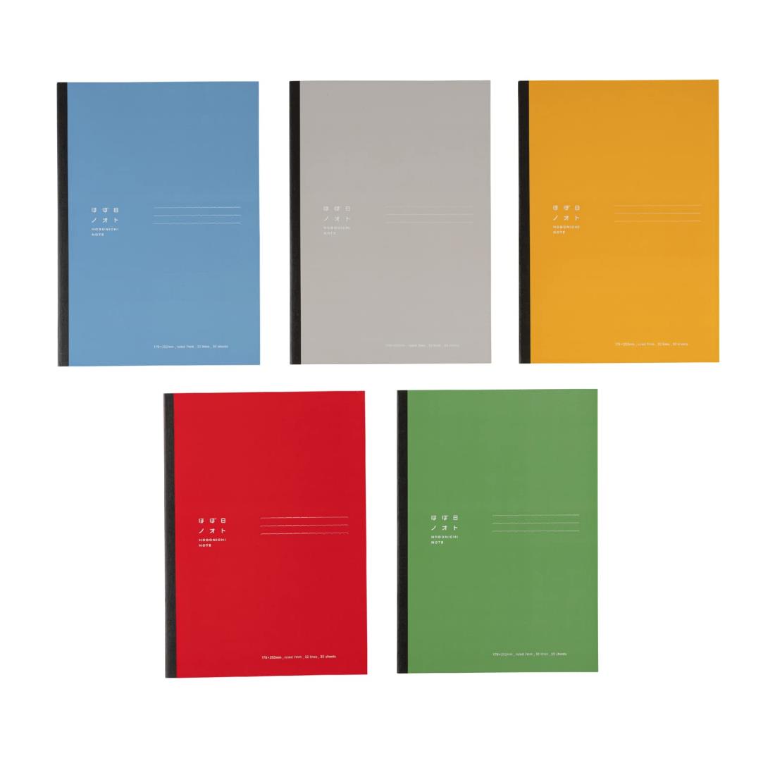 ほぼ日ノオト 視覚的ストレスが少ない新罫線のノート セミB5 5色セット