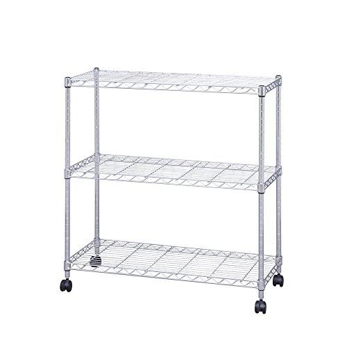 アイリスオーヤマ ラック メタルラック本体 3段 キャスター付き 幅80×奥行35×高さ83cm ポール径19mm メタルミニ スチールラック サビに強い 防サビ加工 銀 棚 MTO-8008C