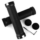 自転車 グリップ ハンドルグリップ 内径22mm 滑り止めゴム製 六角レンチ付き 左右セット MTB BMX 折りたたみ式自転車 クロスバイク交換用グリップ 黒