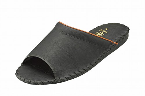 室内履き メンズ ルームシューズ 手編み製法 耐久性 ロングセラー ブラック 27-27.5cm