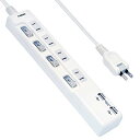 EXHEART USBポート付スイッチタップ 2m 4個口AC 2口USB 5V 3.4A 急速充電 雷サージ・ホコリ防止シャッター・個別スイッチ