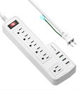Micshion USB電源タップ コンセント 個別スイッチ 6AC充電口(110-240V)+4USBポート(3.4A/5V)壁取付用固定フック 急速充電可能 雷ガード 過負荷保護 2m延長コード オフィス/家庭給電用 (ホワイト)