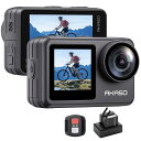 AKASO Brave 7 LE アクションカメラ 4K 20MP IPX7本機防水 40M防水 水中カメラ 六軸手ぶれ補正 デュアルカラースクリーン タッチパネル式 タイムラプス WiFi/Type-C外部マイク対応 1350mAhバッテリー2個 リモコン付き HDMI出力 アクションカム(2)