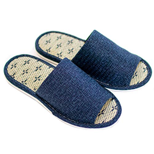 日本製 畳スリッパ Lサイズ ブルー(足のサイズ26.5cmまで い草 和) 4548622995176