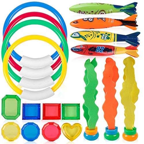 スイミングプールおもちゃ 潜水用 水泳 訓練 水遊び 大切な親子時間 子供用 男の子 女の子 贈り物 誕生日 (19PCS)