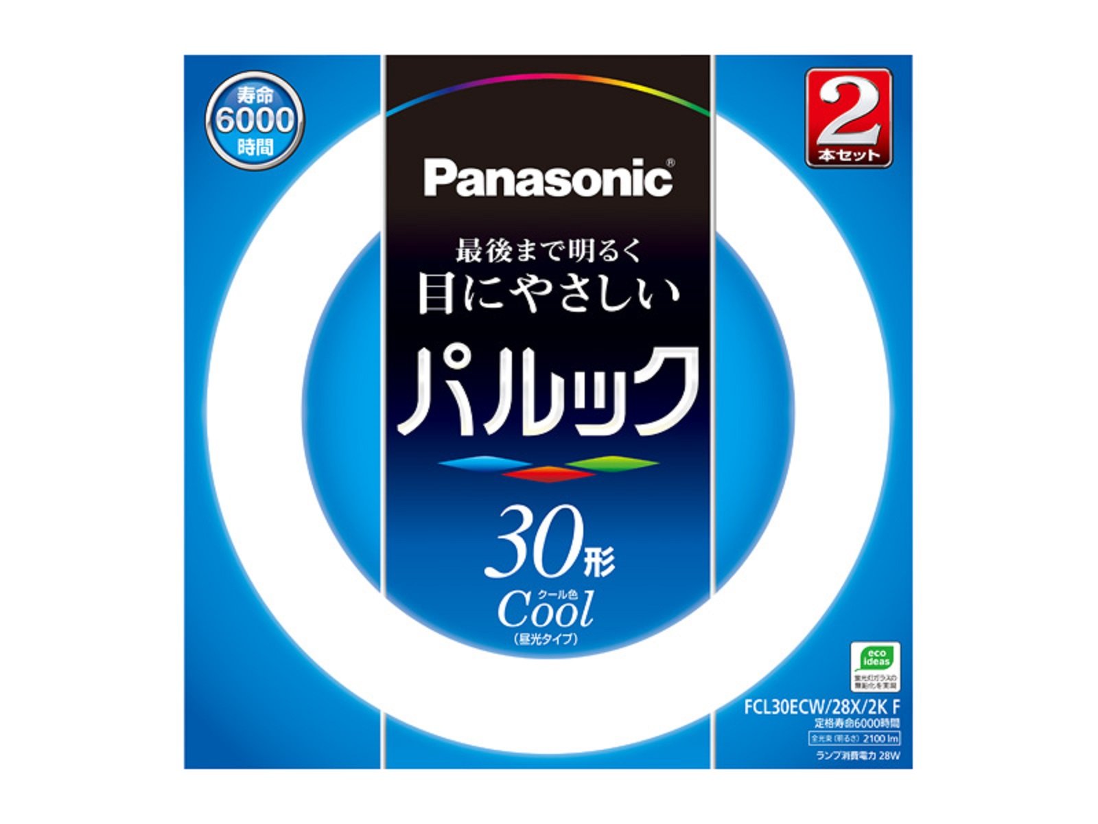 パナソニック 丸形蛍光灯(FCL) 30形 2本入 G10q クール色 パルック FCL30ECW28X2KF