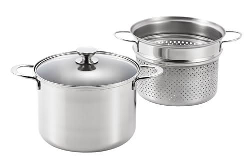 丸山 ルチェンテ パスタポット 22cm ガラス蓋 LU-22P IH対応 ガスコンロ対応 コランダー付 寸胴鍋 パス..