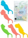 Piico(ピコ)無香料キッズフロス - フッ化物なしデュアルラインデンタルフロスピック - カラフルなフロススティックデザインで楽しいオーラルケア - 虫歯&歯周病を防ぐキッズフロス - 80個の恐竜型入り