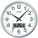 セイコークロック 掛け時計 オフィスタイプ チャイム プログラム機能 日付 カレンダー 電波 アナログ 銀色メタリック 350×68mm PT202S