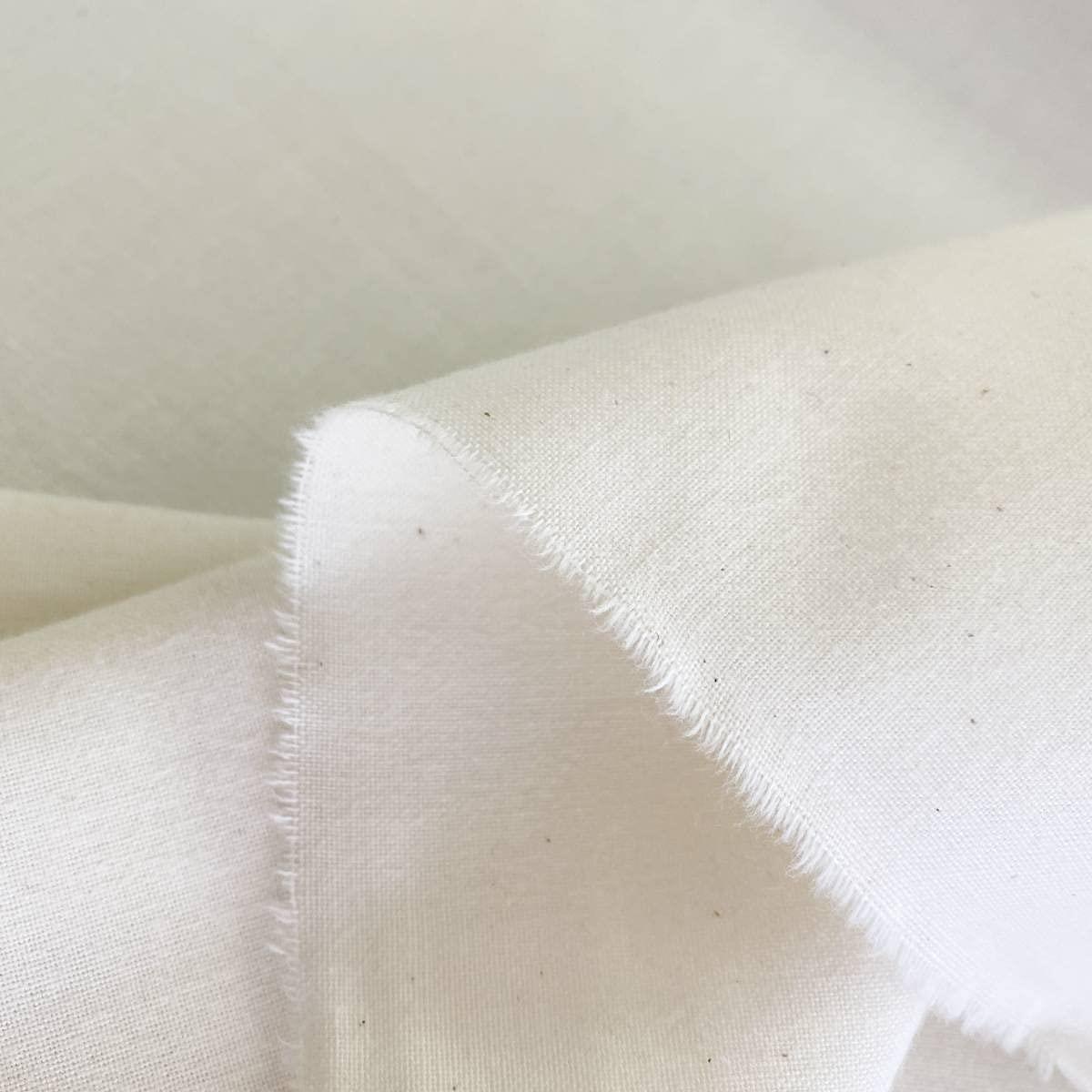 布人倶楽部 多用途生地 110cm幅 綿100％ 無地シーチング (ネップ残しの生成り, 5m)