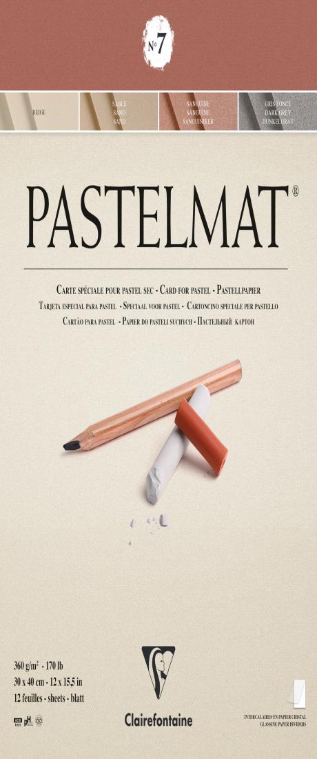 クレールフォンテーヌ パステルマット No.7 ブロック 30x40cm 12枚 360g/m² アシッドフリー 中性紙 パステル 鉛筆 色鉛筆 Clairefontaine cf96054(3)