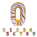 ドーナツ 誕生日 数字 バルーン 1PCS おかしのような模様柄 ナンバー バルーン 0 ハッピーバースデー バルーン 0歳 誕生日 数字 バルーン 32インチ 約80cm アルミ風船 結婚式 記念日 お祝い(3)