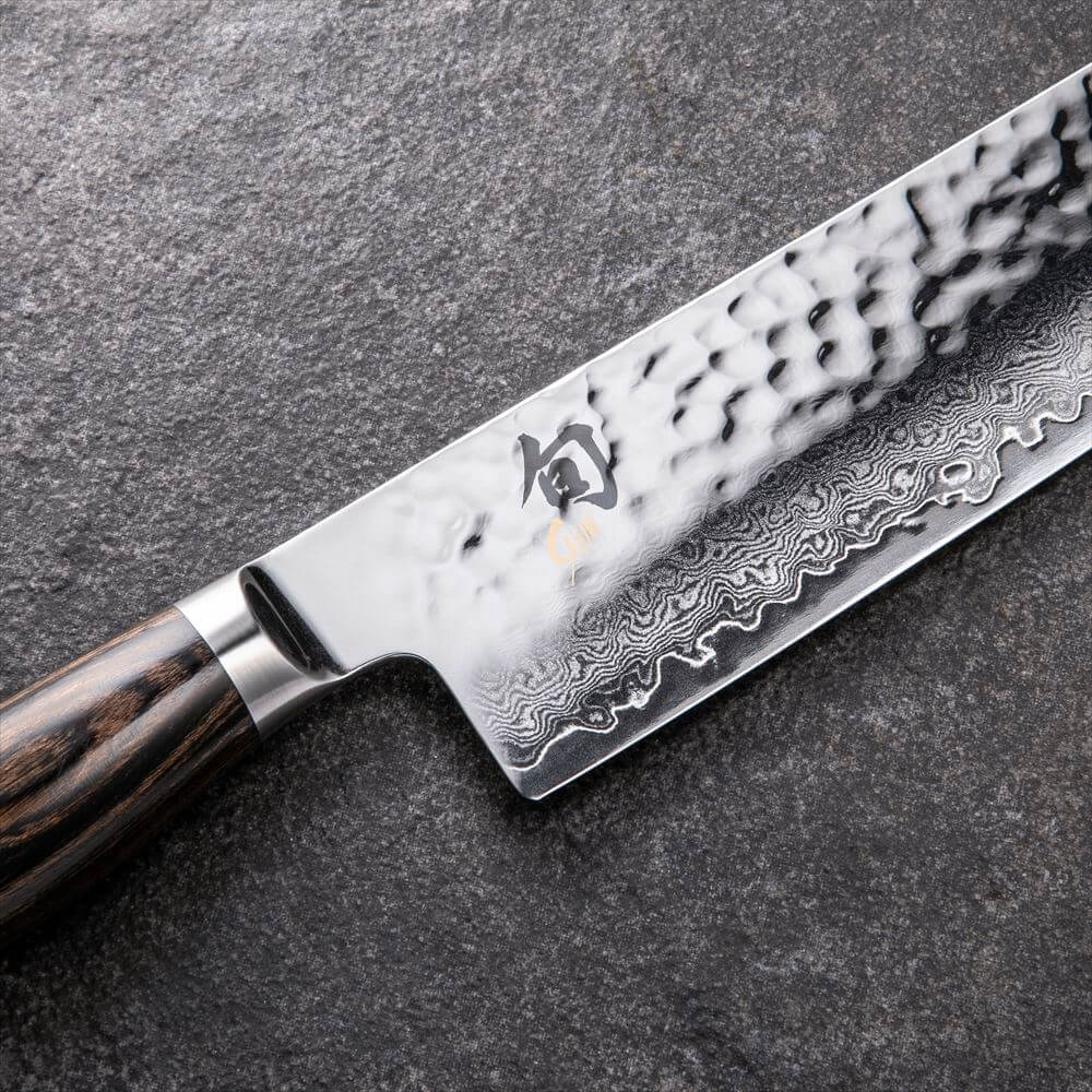【10％OFFクーポン＋ポイント：マラソン限定】 旬 Premier 菜切 135mm 貝印 包丁 SHUN VG-MAX ダマスカス材 ギフト プレゼント 料理 調理 積層強化木 右利き 左利き 槌目模様 2