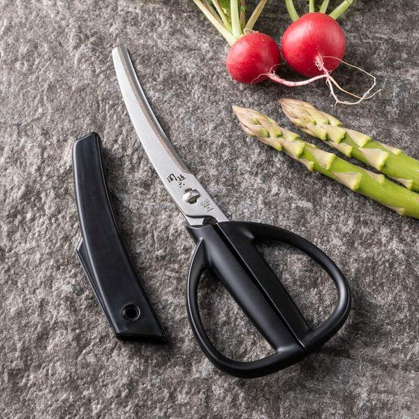 【10％OFFクーポン＋ポイント：マラソン限定】 キッチンバサミ キッチンばさみ 関孫六 日本製 カーブ ステンレス キャップ付き 分解 収納 食洗器対応 キッチン鋏 衛生 貝印 持ち運び キャンプ 新生活 引っ越し ギフト キッチンハサミのサムネイル