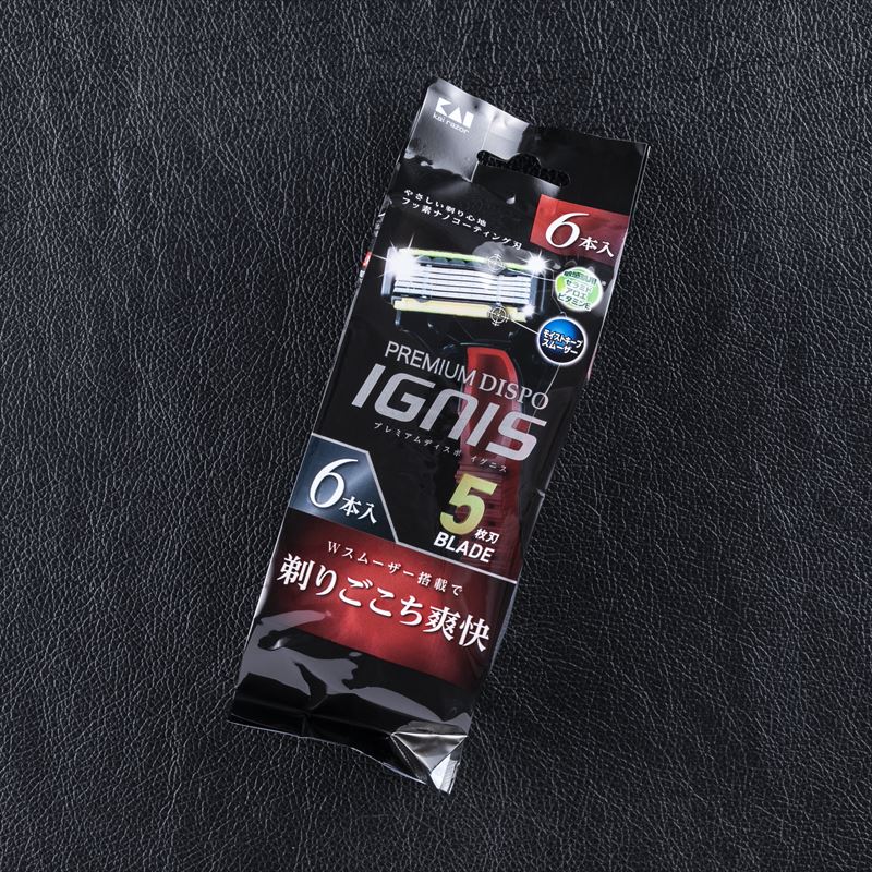 貝印 PREMIUM DISPO IGNIS 敏感肌用 6本入 | カミソリ メンズ 顔剃り 顔 眉毛 剃刀 ひげそり 深剃り 髭剃り T字 日本…
