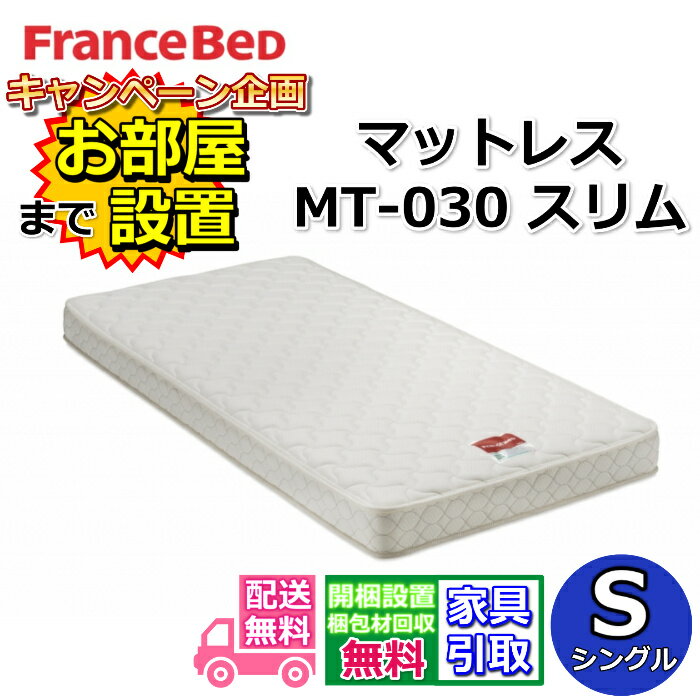 フランスベッド マットレス MT-030 スリム シングルサイズ【搬入・開梱設置無料】薄型のベーシックマットレス高密度連続スプリング採用で通気性抜群 硬めな寝心地