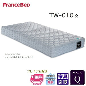 フランスベッド TW-010α【お部屋まで無料で開梱設置】クイーン マットレスツインサポート高密度連続スプリングマットレス2枚タイプ動画公開中 TW010 幅85センチ2枚 ZT020 ZT030後継モデル