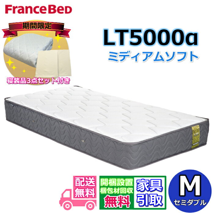 【寝装品3点セットプレゼント・開梱設置無料】フランスベッド LT-5000マットレス LT5000α ミディアムソフト セミダブル M