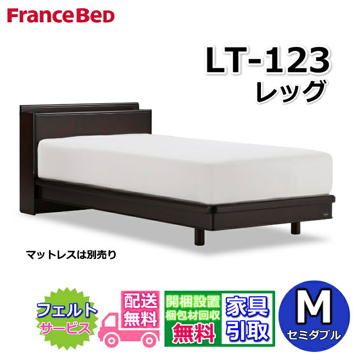 フランスベッド フレーム LT-123C レッグ セミダブル【開梱組立設置無料】脚付きベッドフレーム高級突板仕様 コンセント2箇所付き