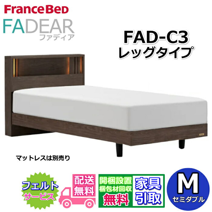 フランスベッド ファディア FAD-C3 セミダブル【開梱組み立て設置無料】レッグタイプ 脚付きベッド通気性の良いすのこ仕様 FADEAR「公式パートナー展示店舗」のみ取扱い商品