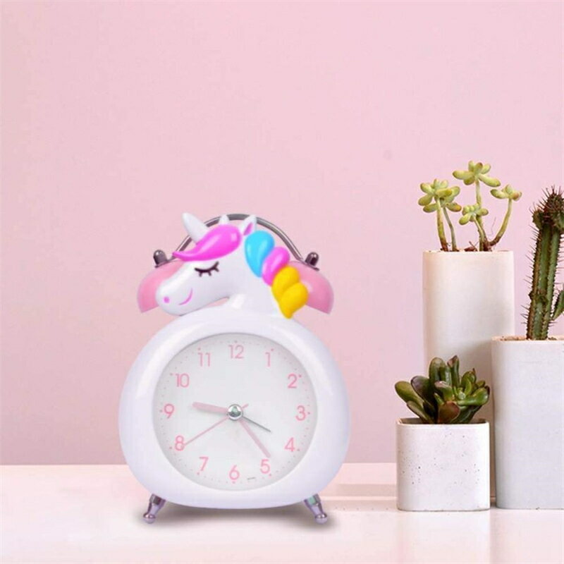 目覚まし時計 ユニコーン 子供 置き時計 電池式 明かり 光 ベル アナログ 針時計 卓上時計 アラーム めざまし時計 お誕生日 プレゼント 幼稚園 小学生 [2]
