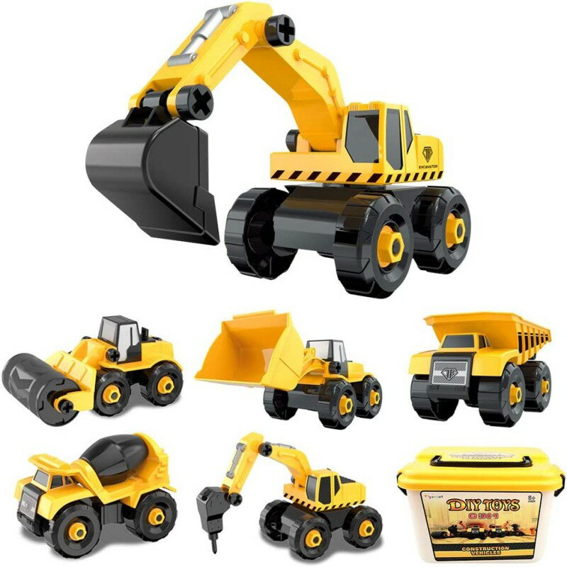 車 組み立て おもちゃ UKIES 6種類 工事 建設車両 知育玩具 人気 誕生日 クリスマス プレゼント