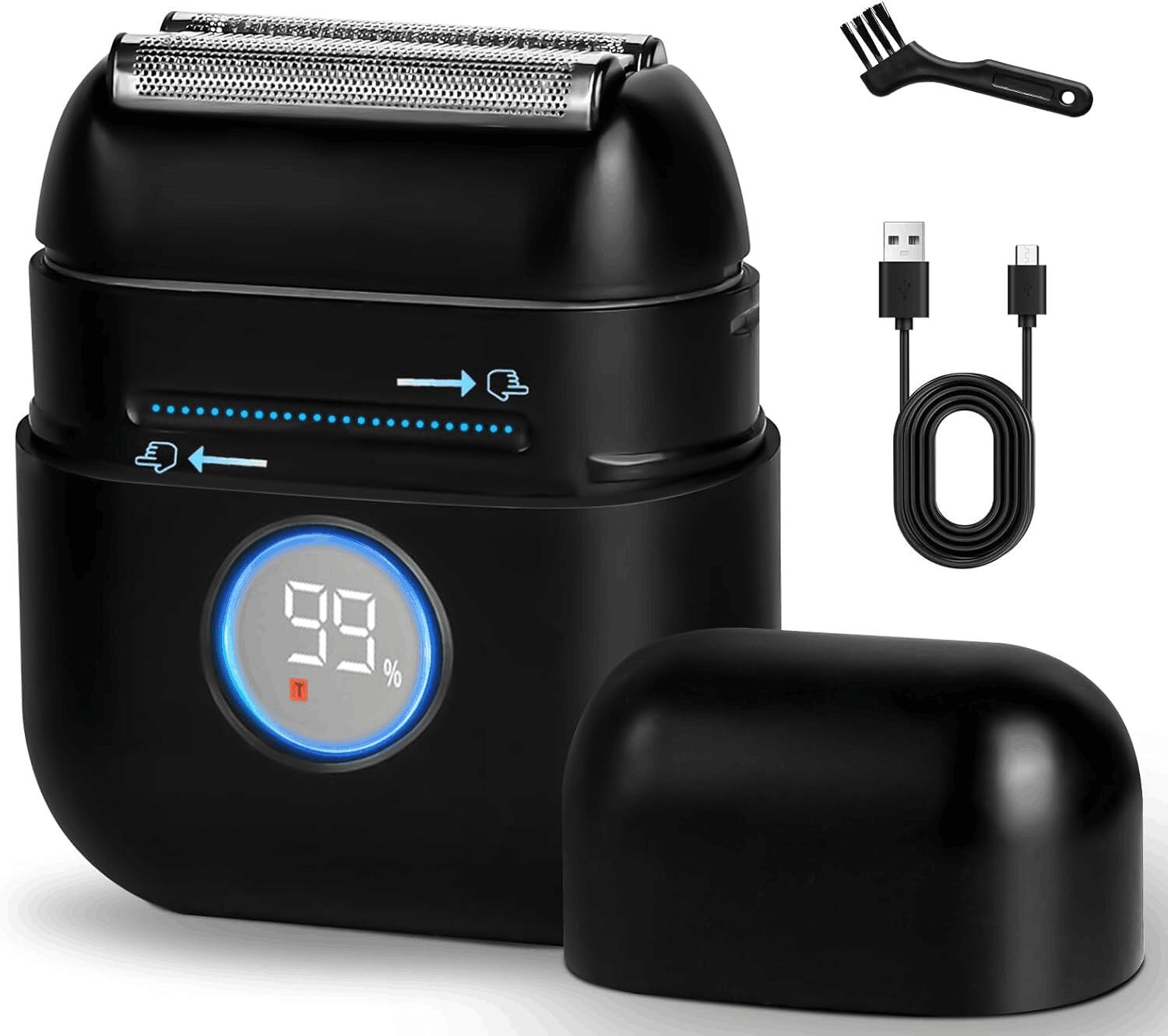 電動シェーバー 髭剃り 電動 シェーバー 乾湿両用 超軽量 Type-C充電式 急速充電 100分連続駆動 低騒音 IPX7防水 3枚刃 往復式 ひげそり シェ...