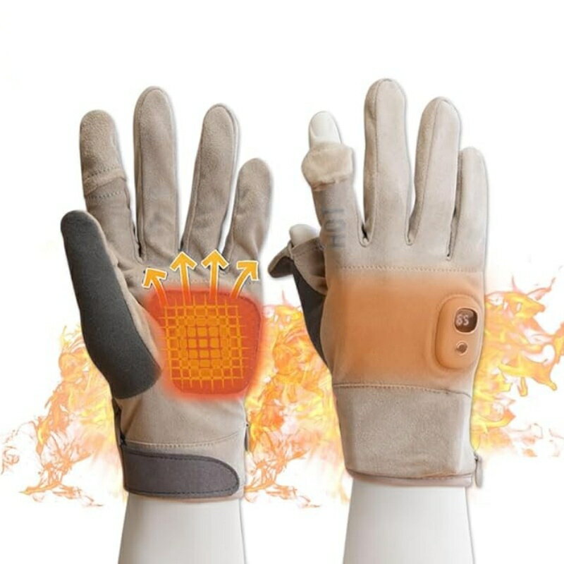 電熱手袋 両面発熱 ヒーター手袋 3000mAh 5段発熱 最高65℃ 防寒グローブ 2指出せる 防寒手袋 メンズ レ..