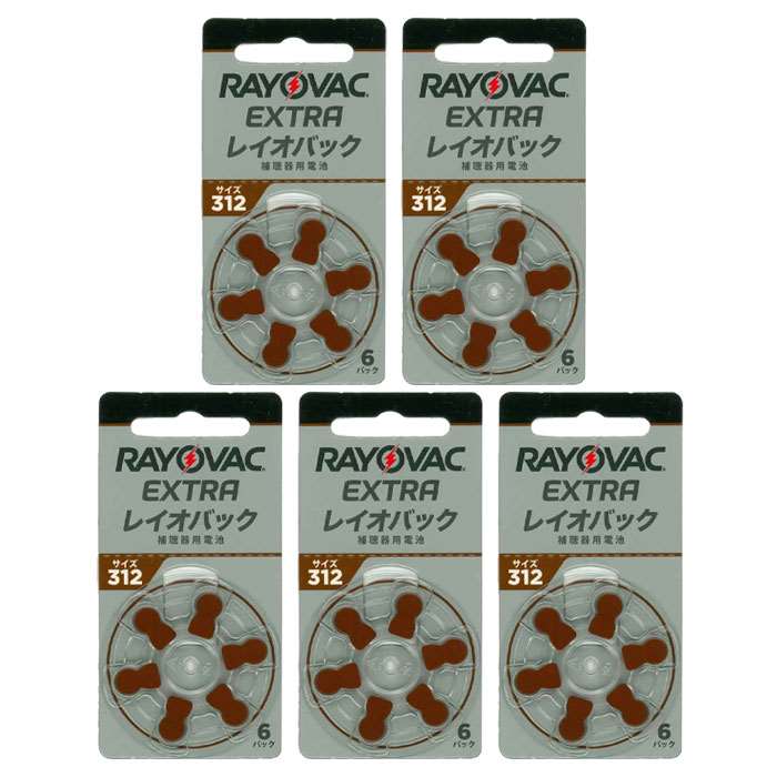 【即日出荷】レイオバック RAYOVAC 補聴器用電池 PR41(312) 6粒入り無水銀 5シートセット 補聴器空気電池/空気亜鉛電…