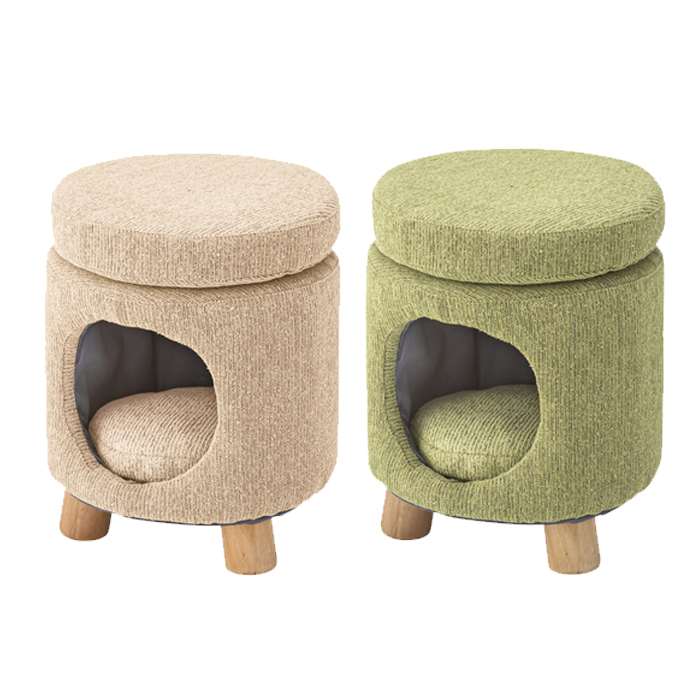 【北海道・沖縄・離島配送不可】【代引不可】ペットスツール ペット スツール キャットハウス ラウンドタイプ ペットハウス クッション付き 椅子型ペットハウス C...