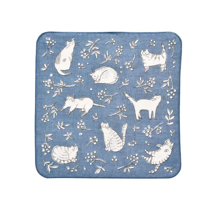 タオルハンカチ 25x25cm キャット ハンドタオル ミニタオル 日本製 ガーゼ パイル ハンカチ かわいい おしゃれ HUMMING A491CA
