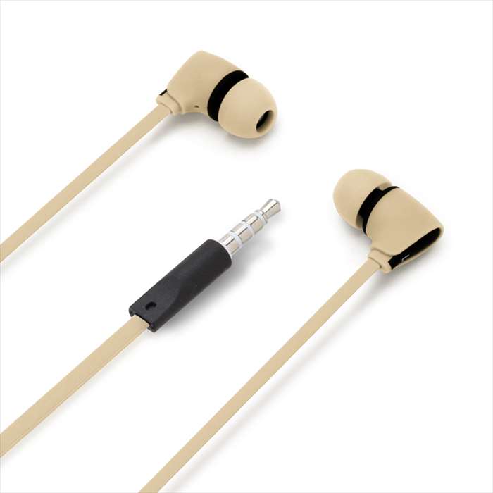 3.5mmステレオプラグ ステレオイヤホン カナルタイプ ベージュ BE4 絡みにくいフラットケーブル 1.2m ストレートプラグ リモコン操作 通話 PGA ...