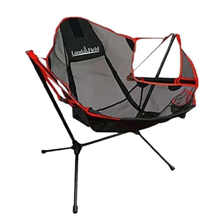 【沖縄・離島配送不可】キャンピングスイングチェア レッド ドリンクホルダー ヘッドレスト付き スイン..