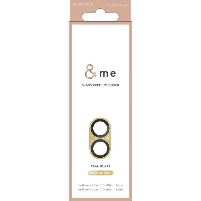 【代引不可】iPhone 16 iPhone 16Plus 2眼 &me カメラレンズカバー ガラス 全面グリッター カフェオレ カメラレンズ保護 保護フィルム...