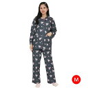 ドレスアップ クロミ シャツパジャマ レディース Mサイズ(BK)長袖 パジャマ ねまき ルームウエア 部屋着 巾着付き サザック SAN-1856M_BK