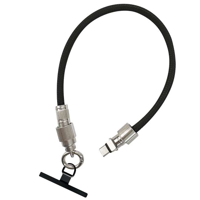 【即日出荷】CABLE in STRAP ブラック Type-C 充電ケーブル一体型ハンドストラップ Power Delivery対応ケーブル サンクレスト iSB-CHS01