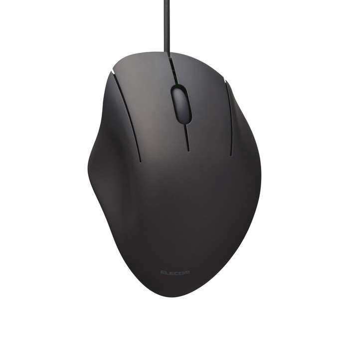 【代引不可】有線 USB マウス 静音 3ボタン エルゴノミクス 【 USB-Aポート搭載 パソコン Windows mac Chrome 対応 】 抗菌 Mサイズ SHELLPHA ブラック エレコム M-SH10UBSKBK