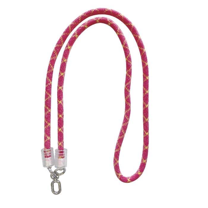 もこもこショルダーストラップ ピンク×イエロー スマホストラップ カットできる サンクレスト iSB-ST75