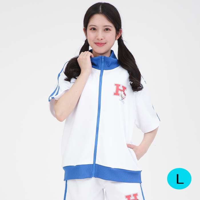 ハローキティ ラインジャージ半袖トップス (WT) Lサイズ レディースサイズ サザック SAN-1922L_WT