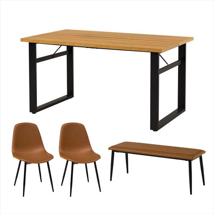 【北海道・沖縄・離島配送不可】【代引不可】ダイニング4点セット ナチュラル/キャメル ダイニング 家具 インテリア HAGIHARA LT-4771NA-44CA-4S