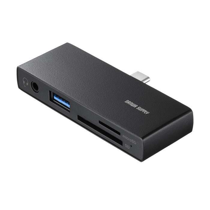 【代引不可】USB 5Gbps Type-C カードリーダー（USB1ポート搭載） ADR-5TCSD2BK サンワサプライ ADR-5TCSD2BK
